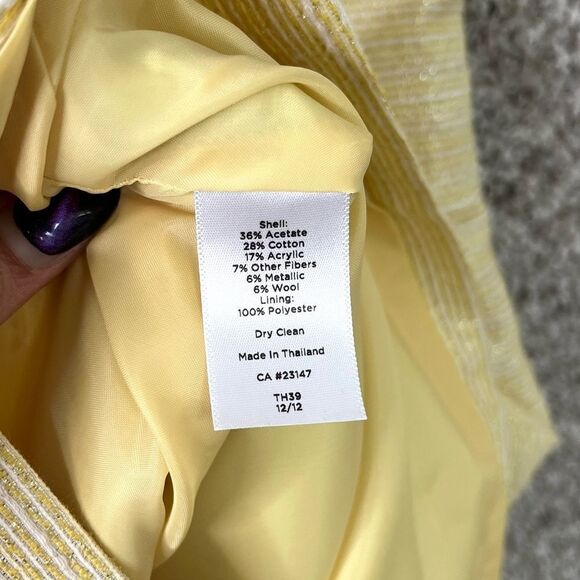 Talbots Dress Women’s 8 Yellow & White Tweed Sleeveless V-Neck Sheath - Picture 6 of 6